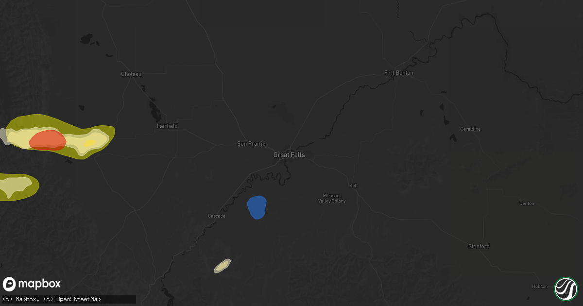 Hail map in Great Falls, MT on July 17, 2026