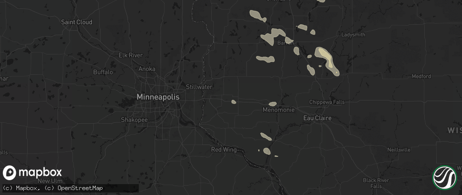 Hail map in Hammond, WI on July 17, 2026