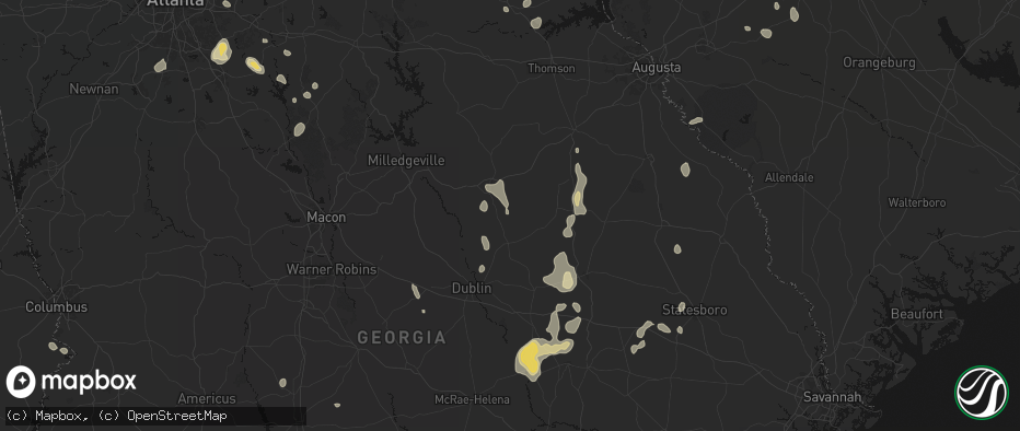Hail map in Harrison, GA on July 17, 2026