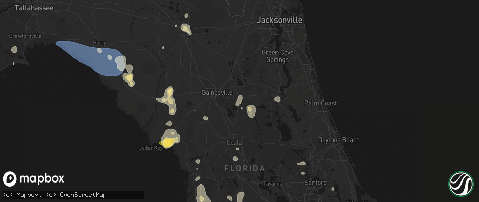 Hail map in Hawthorne, FL on July 17, 2026
