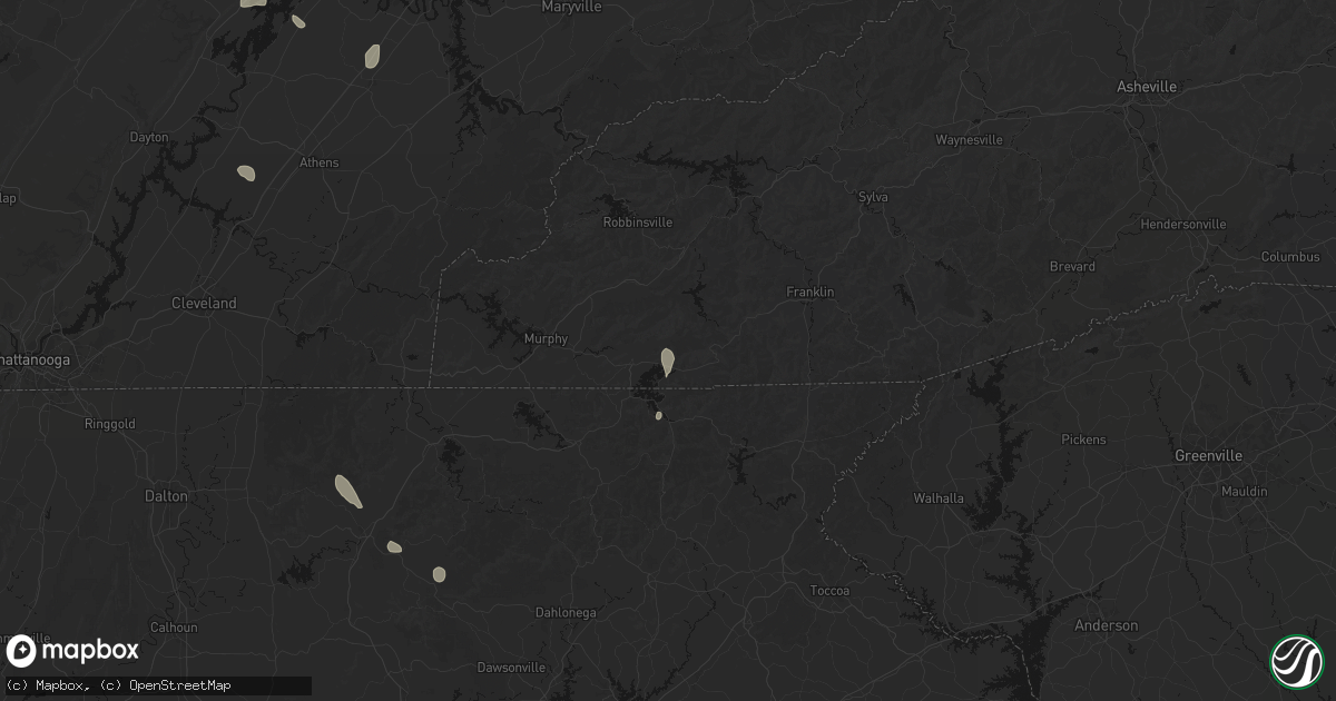 Hail map in Hayesville, NC on July 17, 2026