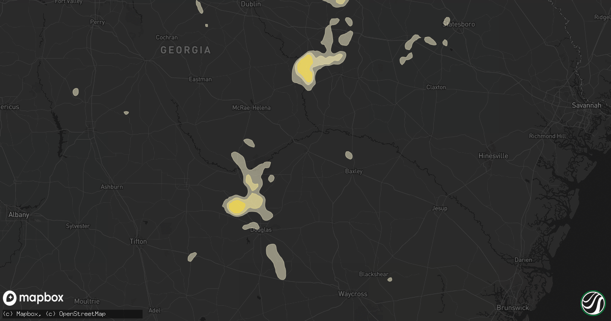 Hail map in Hazlehurst, GA on July 17, 2026