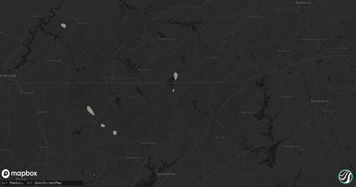 Hail map in Hiawassee, GA on July 17, 2026