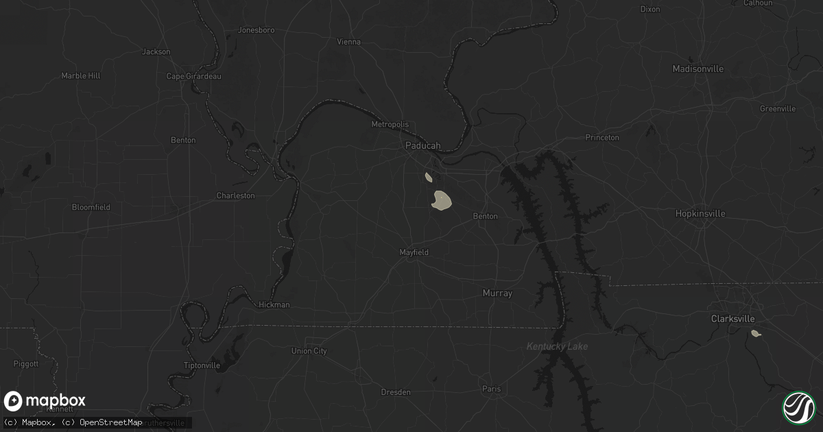 Hail map in Hickory, KY on July 17, 2026