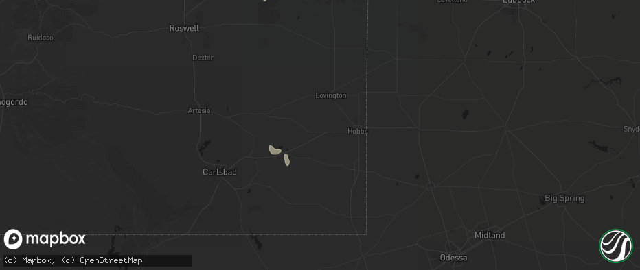 Hail map in Hobbs, NM on July 17, 2026
