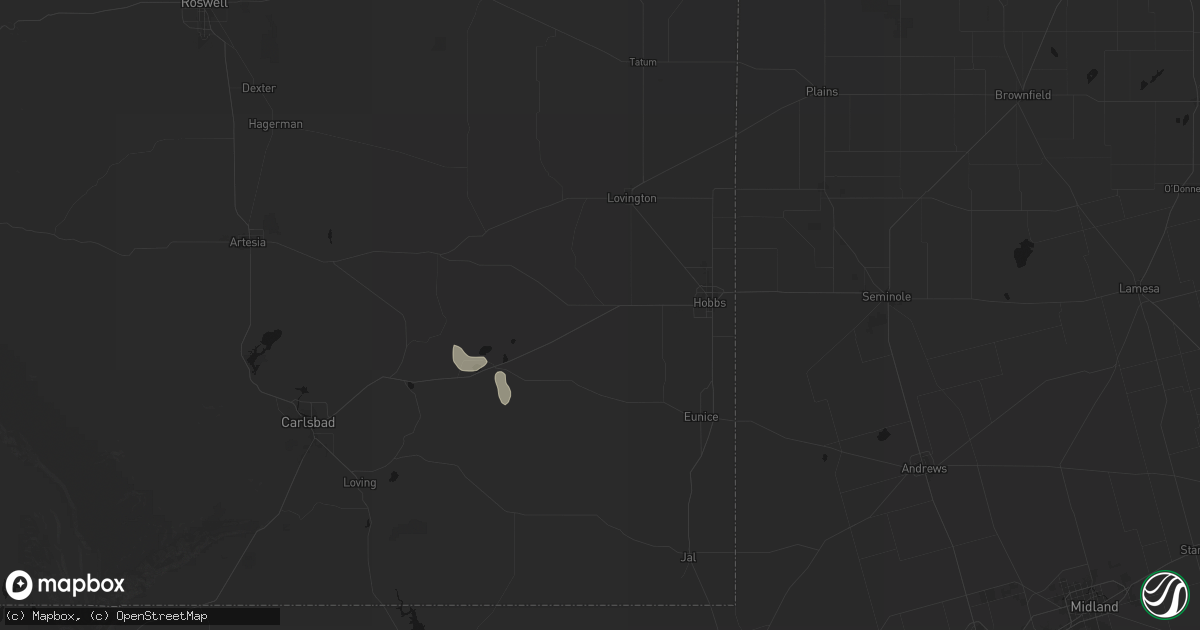 Hail map in Hobbs, NM on July 17, 2026