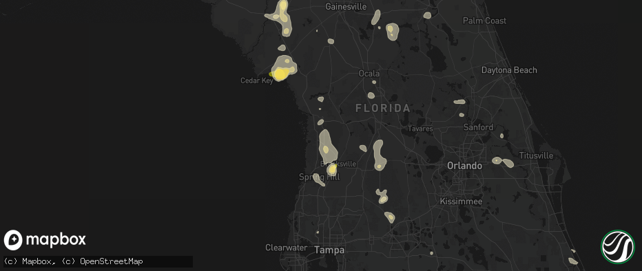 Hail map in Homosassa, FL on July 17, 2026