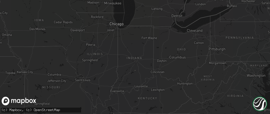 Hail map in Indiana on July 17, 2026
