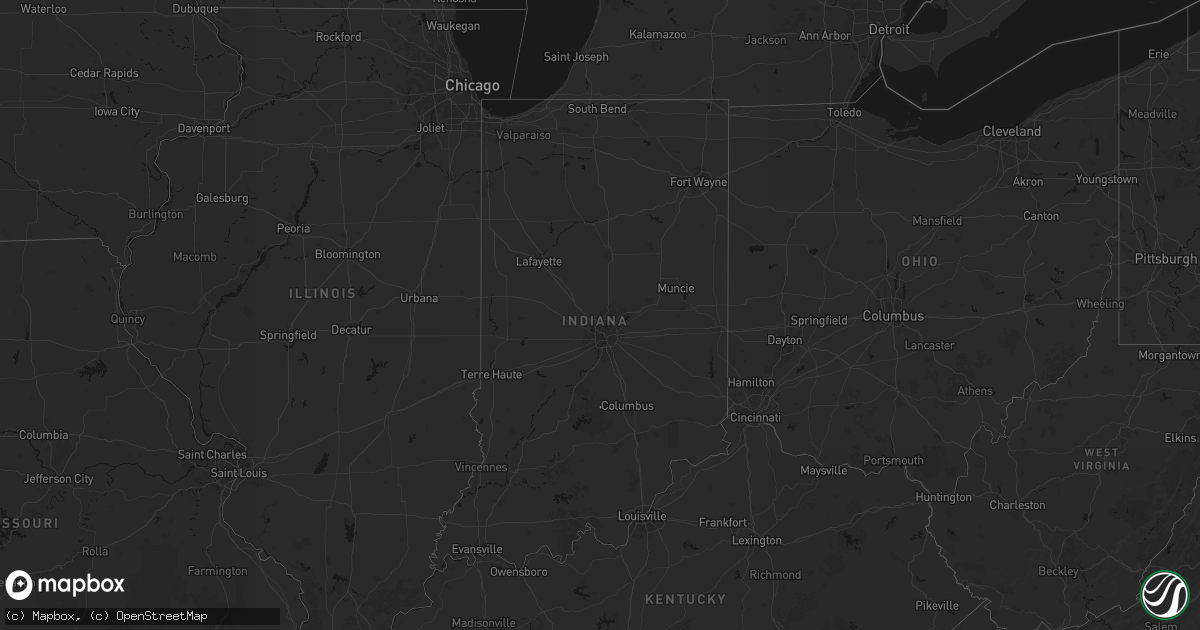 Hail map in Indiana on July 17, 2026