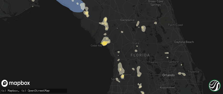 Hail map in Inglis, FL on July 17, 2026