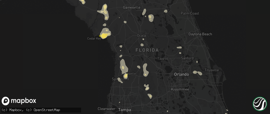 Hail map in Inverness, FL on July 17, 2026