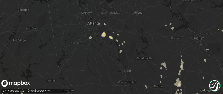 Hail map in Jackson, GA on July 17, 2026