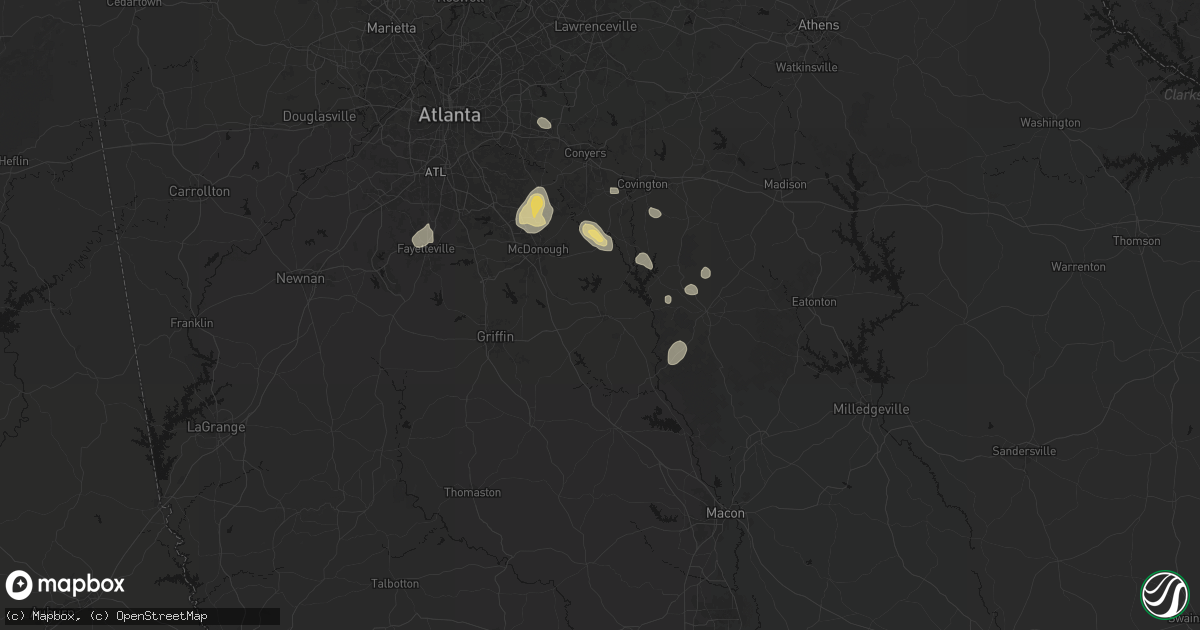Hail map in Jackson, GA on July 17, 2026