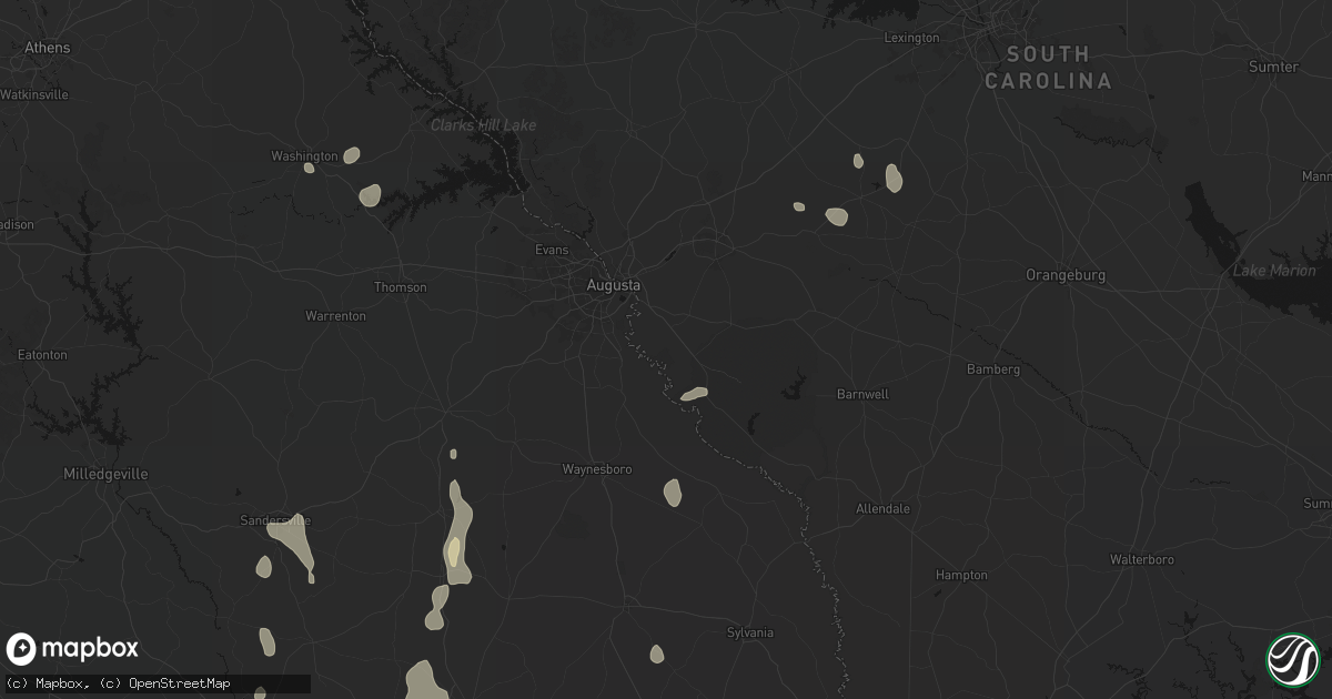 Hail map in Jackson, SC on July 17, 2026
