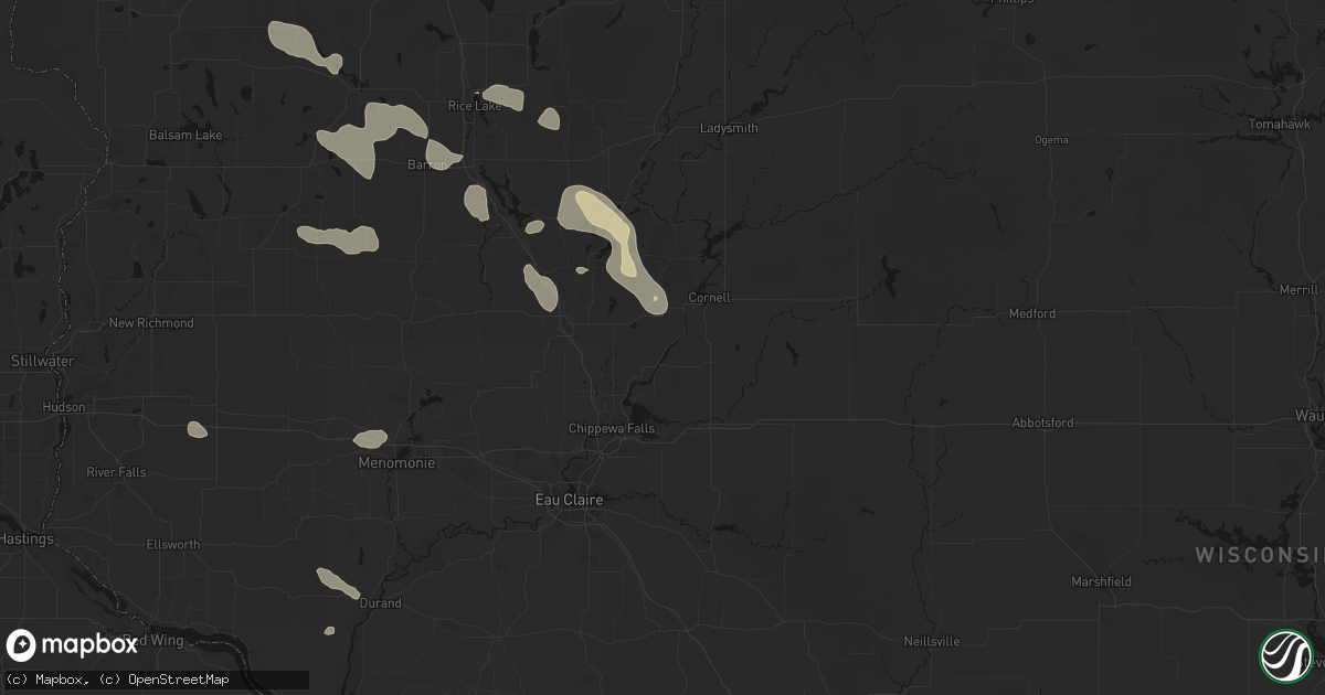 Hail map in Jim Falls, WI on July 17, 2026
