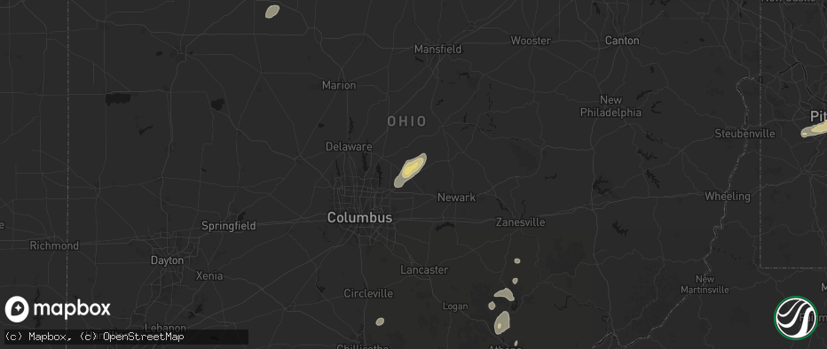 Hail map in Johnstown, OH on July 17, 2026