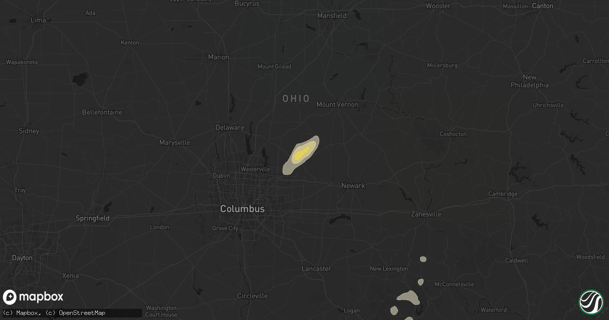 Hail map in Johnstown, OH on July 17, 2026