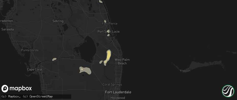 Hail map in Jupiter, FL on July 17, 2026