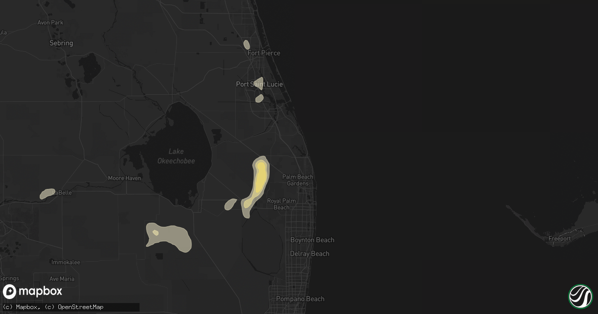 Hail map in Jupiter, FL on July 17, 2026