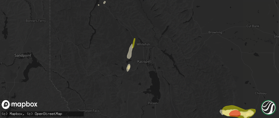 Hail map in Kalispell, MT on July 17, 2026