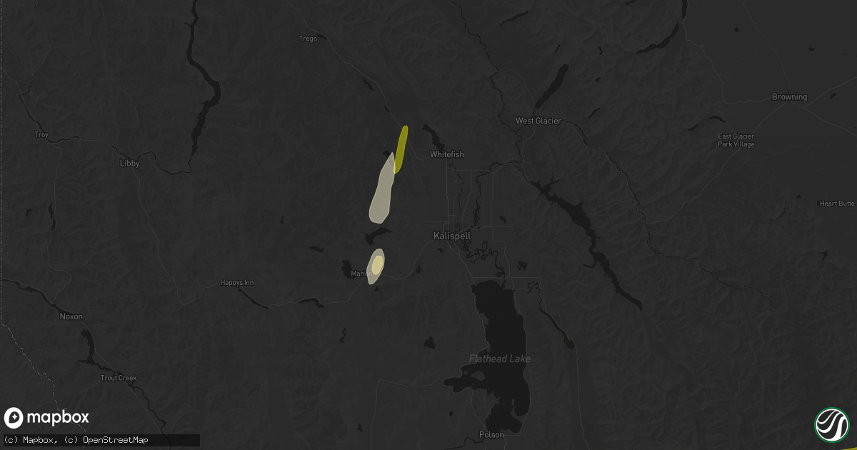 Hail map in Kalispell, MT on July 17, 2026