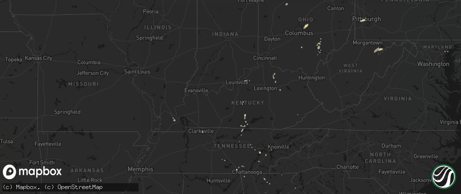 Hail map in Kentucky on July 17, 2026