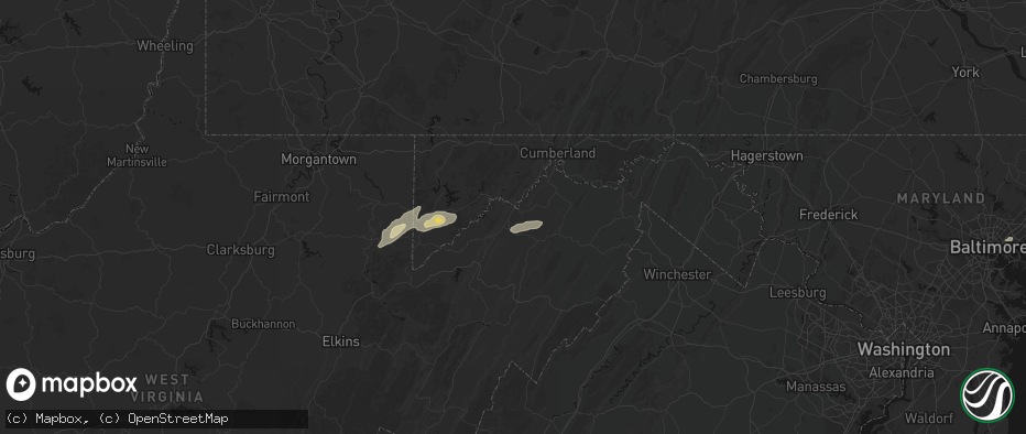 Hail map in Keyser, WV on July 17, 2026