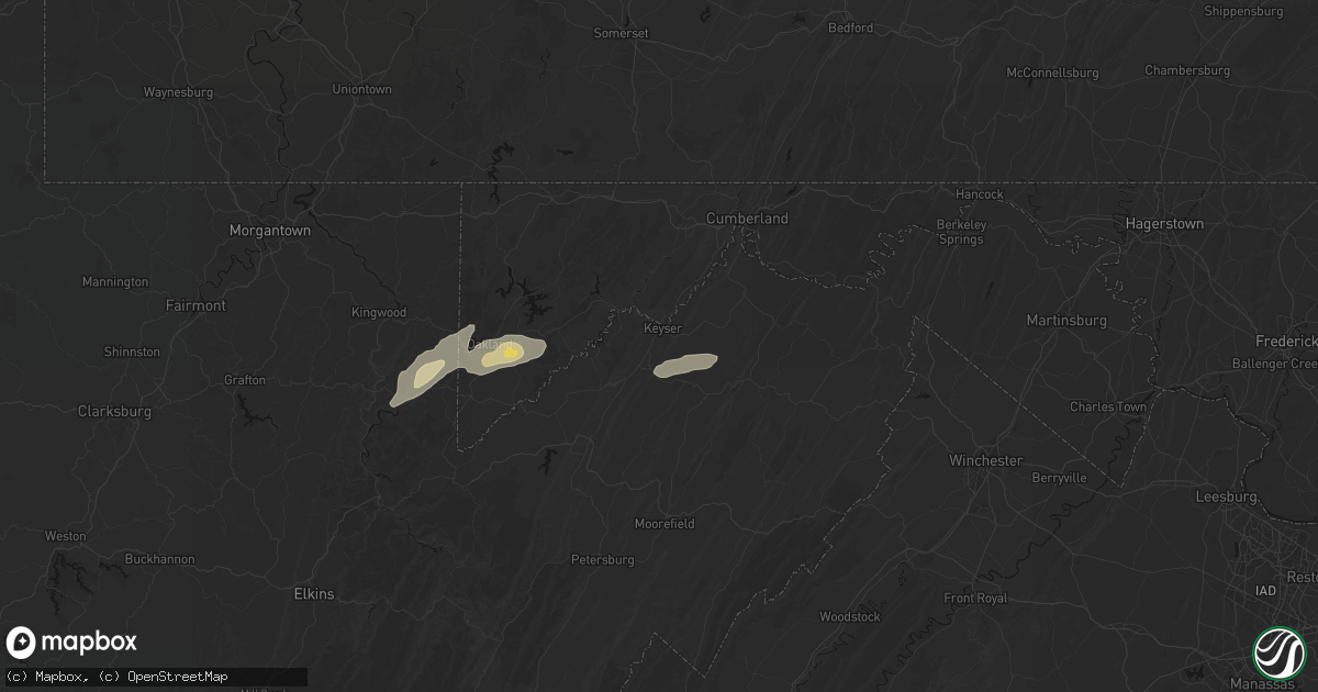 Hail map in Keyser, WV on July 17, 2026