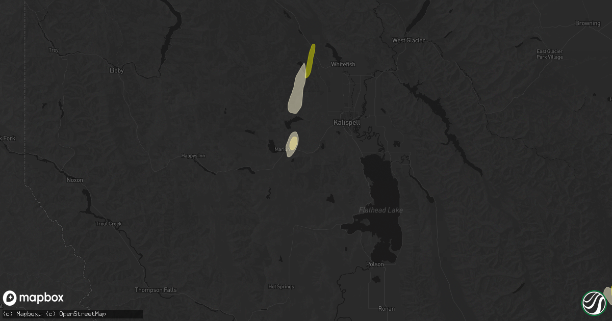Hail map in Kila, MT on July 17, 2026