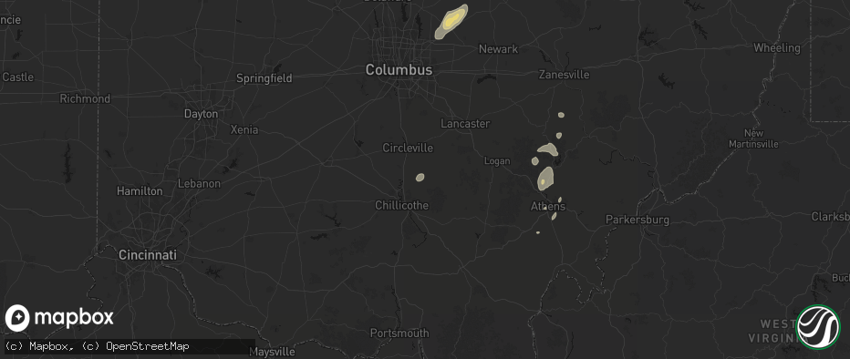 Hail map in Kingston, OH on July 17, 2026