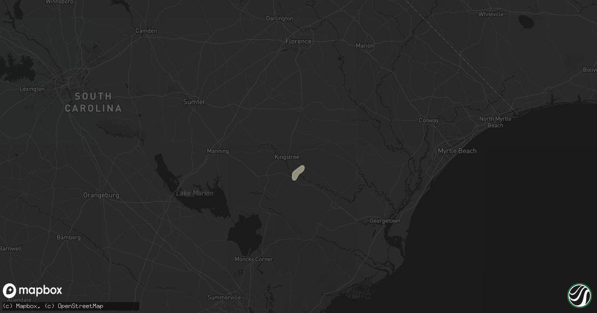 Hail map in Kingstree, SC on July 17, 2026