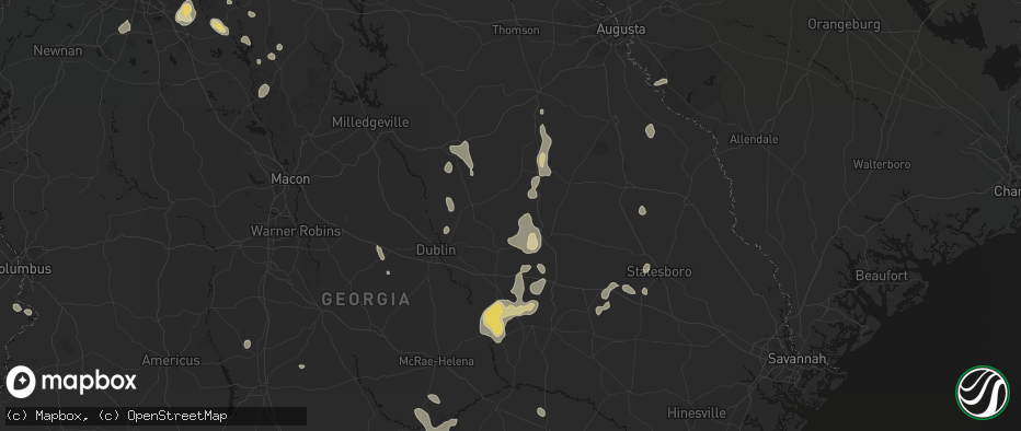 Hail map in Kite, GA on July 17, 2026