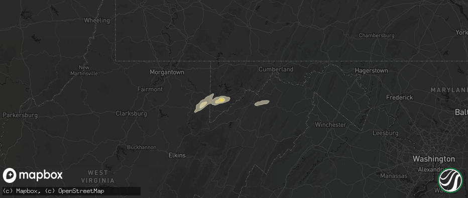 Hail map in Kitzmiller, MD on July 17, 2026