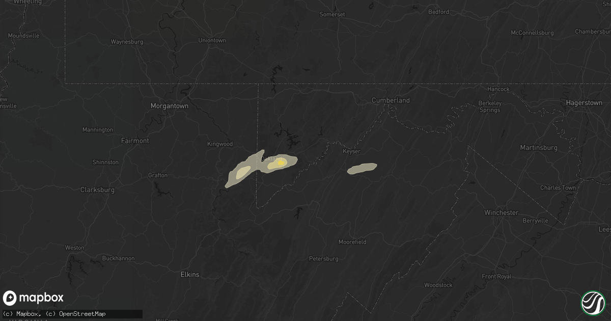 Hail map in Kitzmiller, MD on July 17, 2026