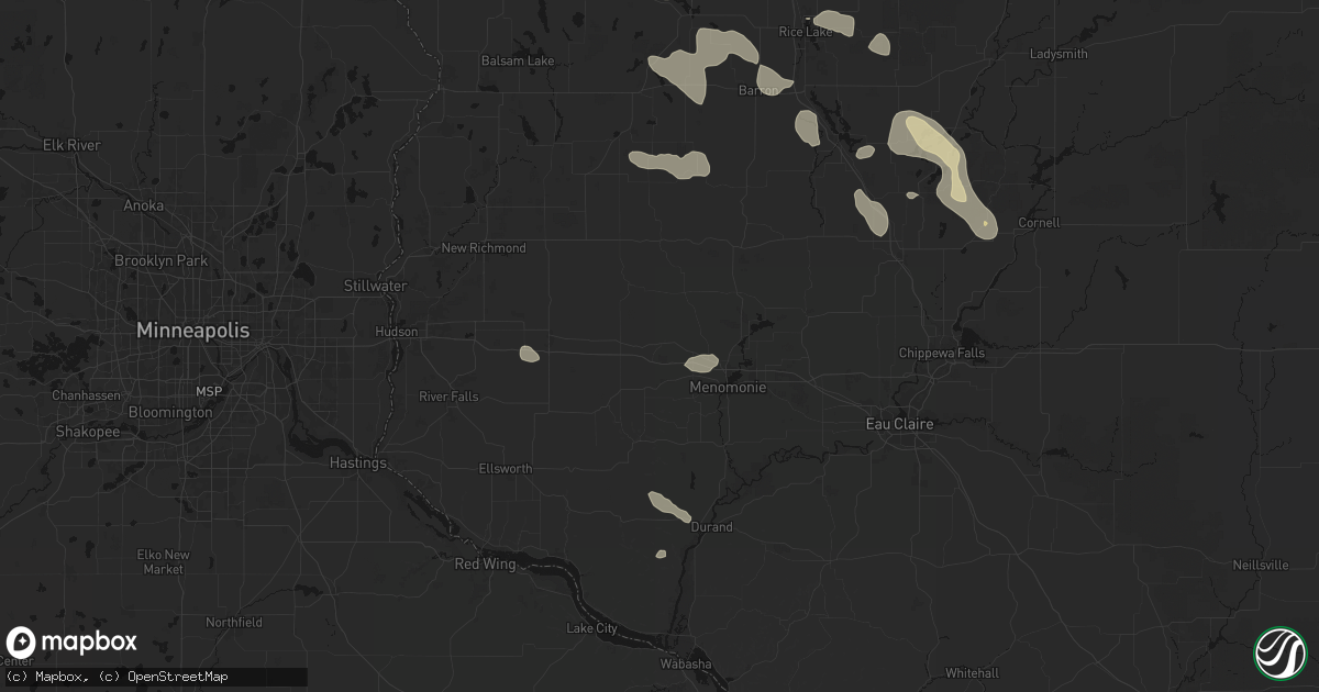 Hail map in Knapp, WI on July 17, 2026