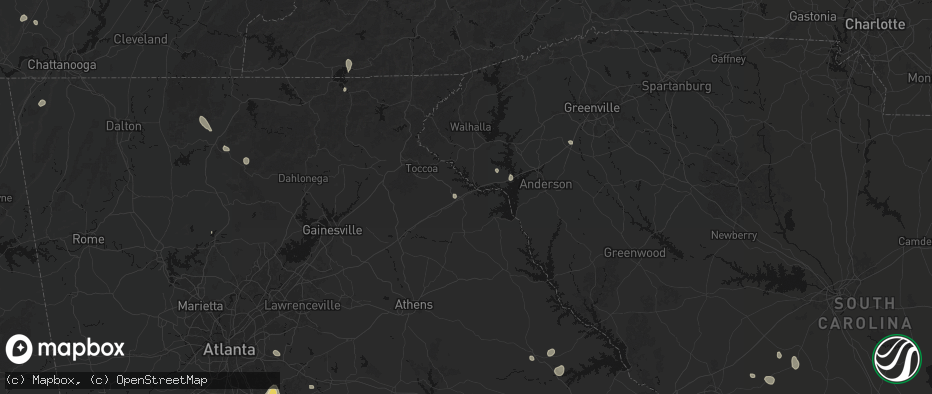 Hail map in Lavonia, GA on July 17, 2026