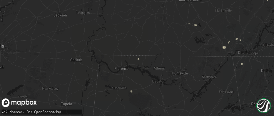 Hail map in Lexington, AL on July 17, 2026