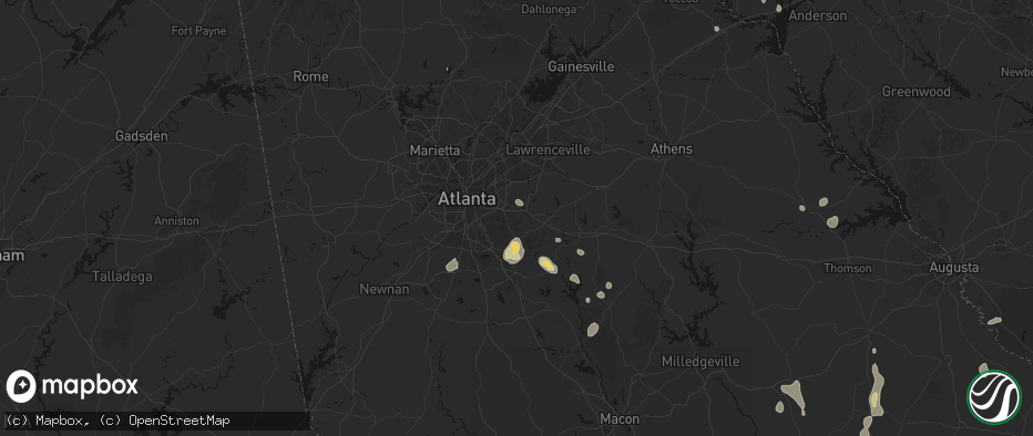 Hail map in Lithonia, GA on July 17, 2026