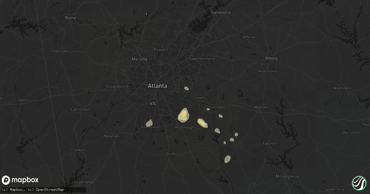 Hail map in Lithonia, GA on July 17, 2026