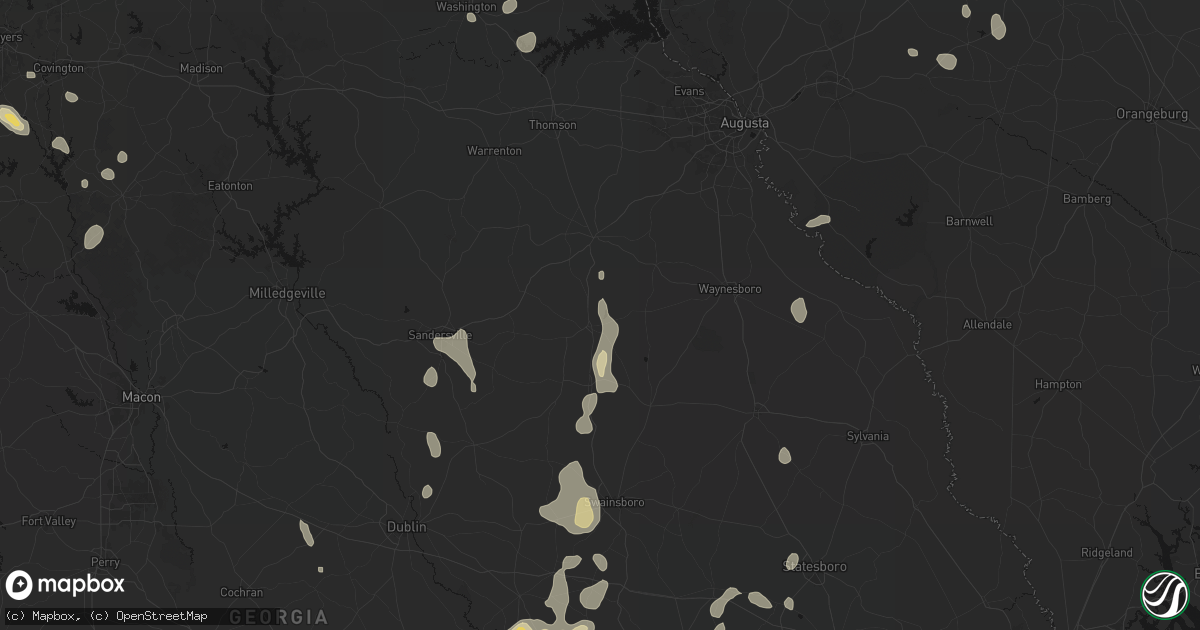 Hail map in Louisville, GA on July 17, 2026