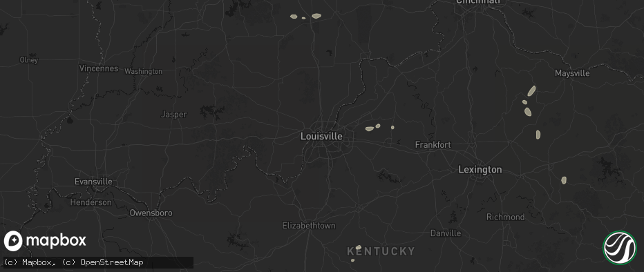 Hail map in Louisville, KY on July 17, 2026