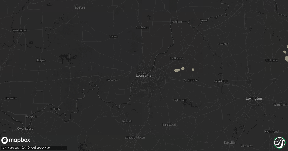 Hail map in Louisville, KY on July 17, 2026