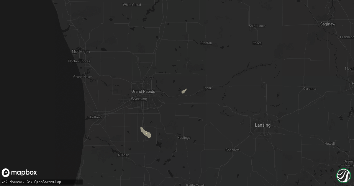 Hail map in Lowell, MI on July 17, 2026