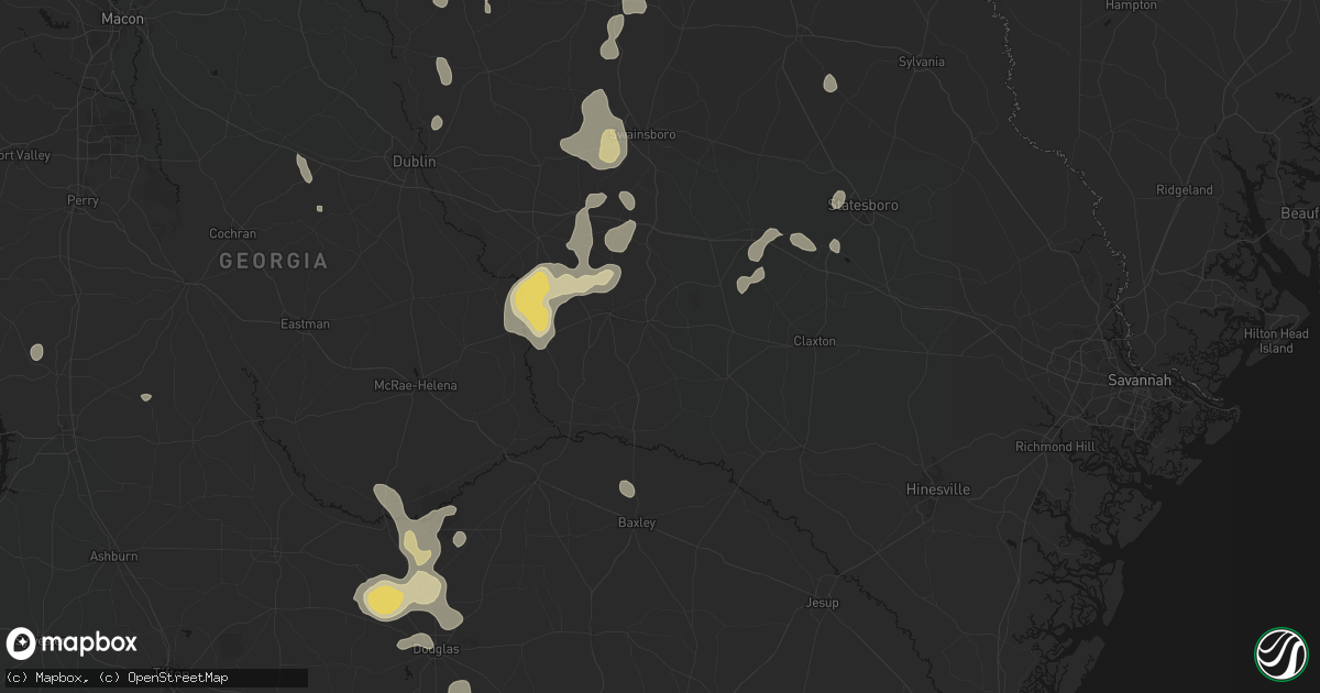 Hail map in Lyons, GA on July 17, 2026