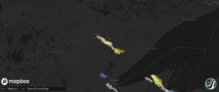 Hail map in Makinen, MN on July 17, 2026