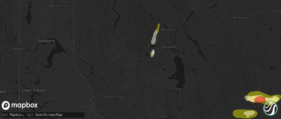 Hail map in Marion, MT on July 17, 2026