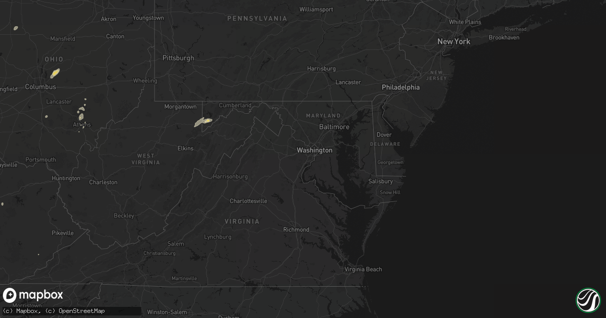 Hail map in Maryland on July 17, 2026