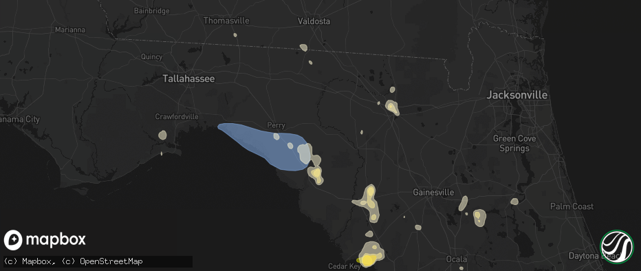 Hail map in Mayo, FL on July 17, 2026