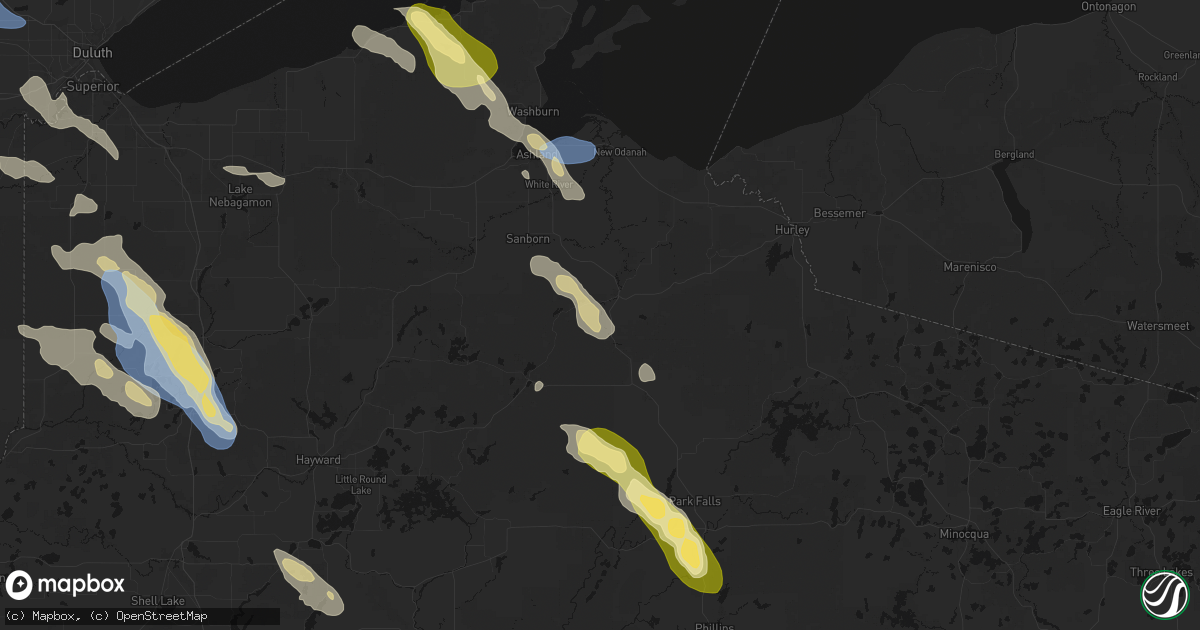 Hail map in Mellen, WI on July 17, 2026