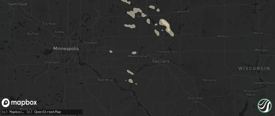 Hail map in Menomonie, WI on July 17, 2026